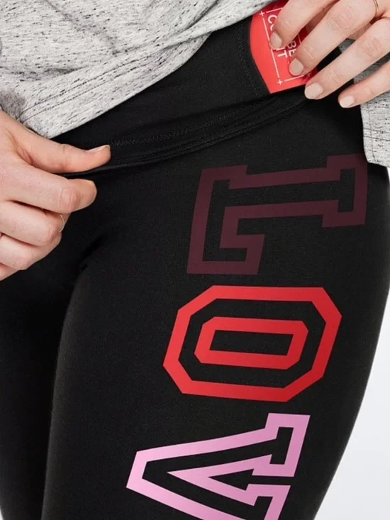 PINK Victoria's Secret Black Rainbow High-Waisted Leggings Logo Print Graphic L - Picture 3 of 16